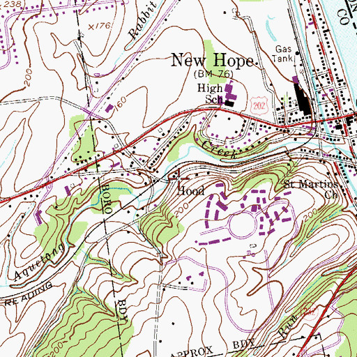 Topographic Map of Hood, PA
