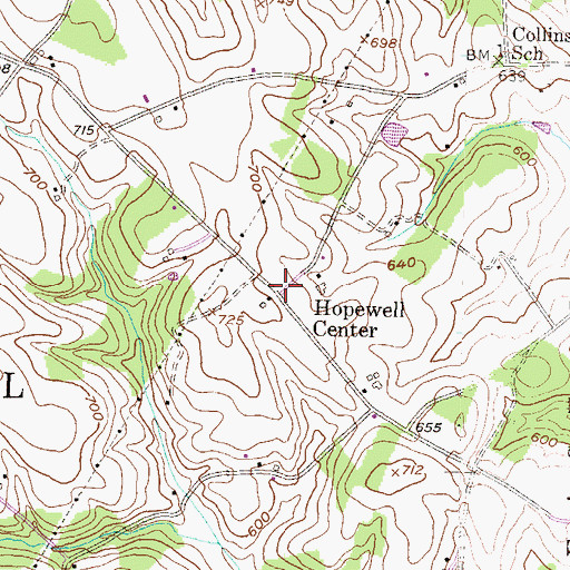 Topographic Map of Hopewell Center, PA