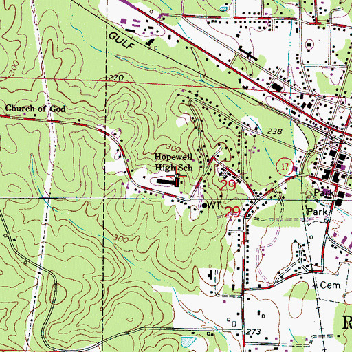 Topographic Map of Hopewell High School, AL