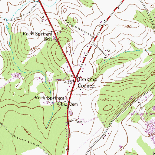 Topographic Map of Jenkins Corner, PA