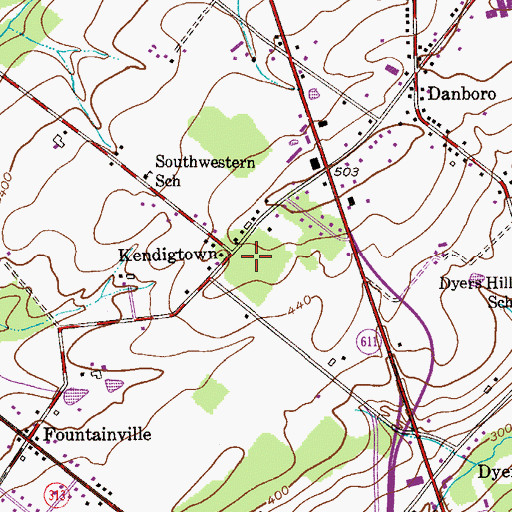 Topographic Map of Kendigtown, PA