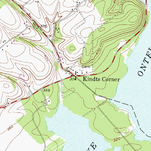Topographic Map of Kindts Corner, PA
