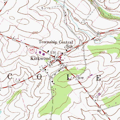Topographic Map of Kirkwood, PA