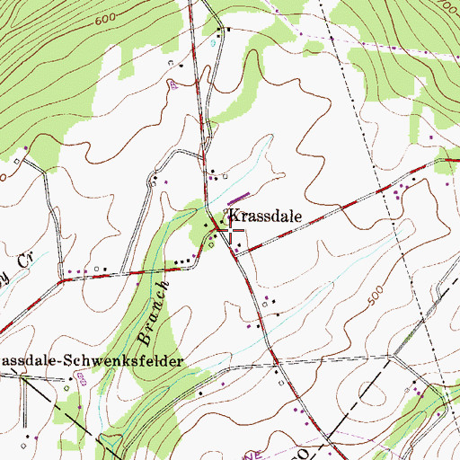 Topographic Map of Krassdale, PA