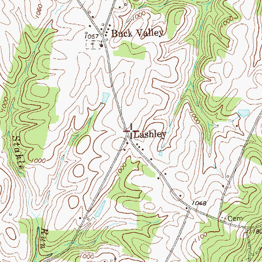Topographic Map of Lashley, PA