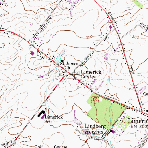 Topographic Map of Limerick Center, PA