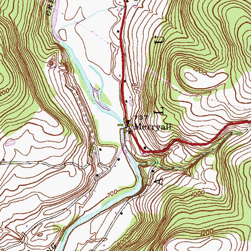 Topographic Map of Merryall, PA