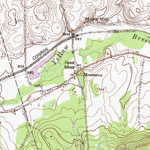 Topographic Map of Montsera, PA