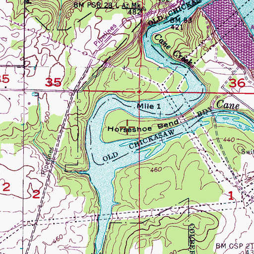Topographic Map of Horseshoe Bend, AL