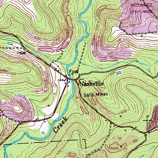 Topographic Map of Nashville, PA