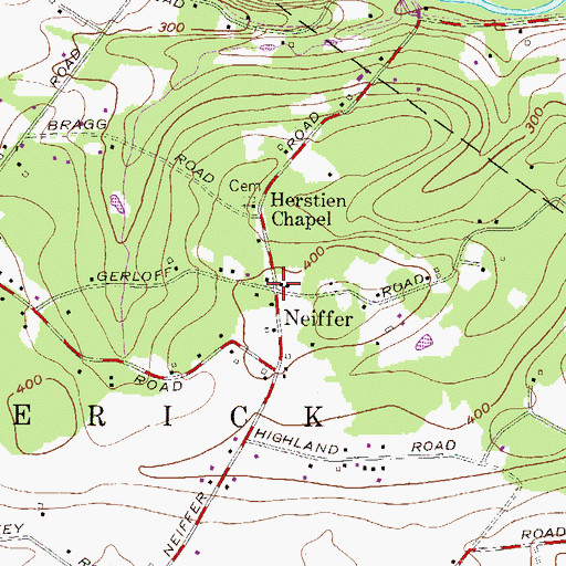 Topographic Map of Neiffer, PA