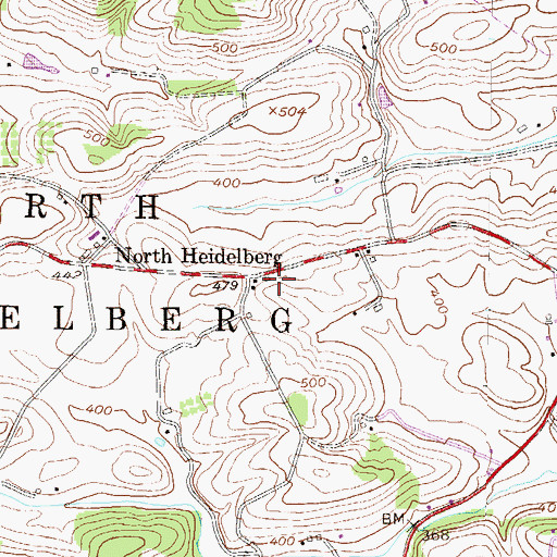 Topographic Map of North Heidelberg, PA