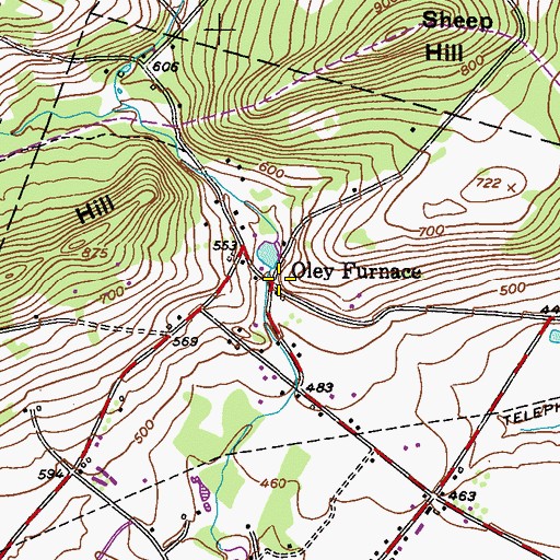 Topographic Map of Oley Furnace, PA