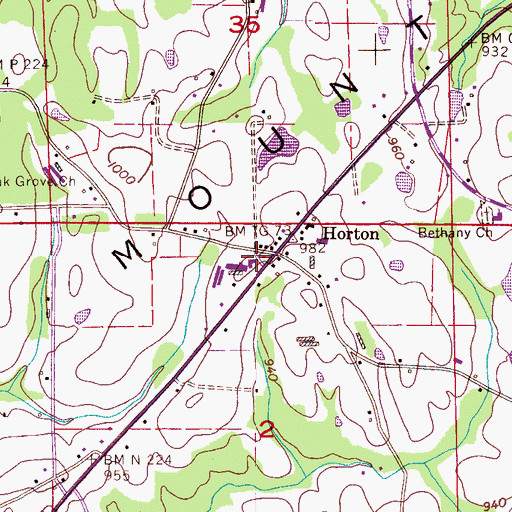 Topographic Map of Horton, AL