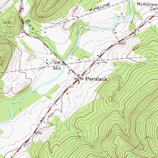 Topographic Map of Perulack, PA