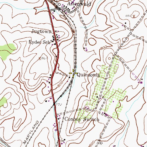 Topographic Map of Quinsonia, PA