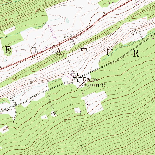 Topographic Map of Rager Summit, PA