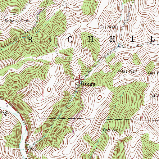 Topographic Map of Riggs, PA