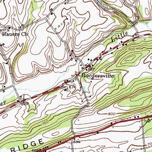 Topographic Map of Roedersville, PA