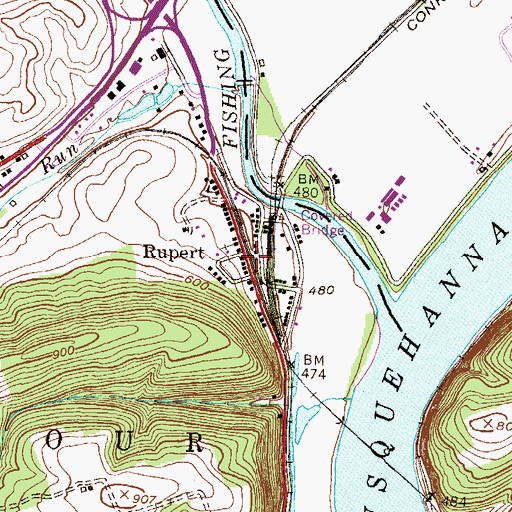 Topographic Map of Rupert, PA