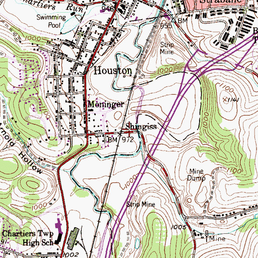 Topographic Map of Shingiss, PA