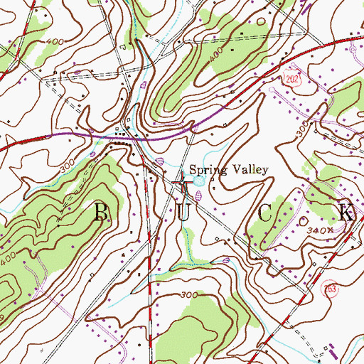 Topographic Map of Spring Valley, PA