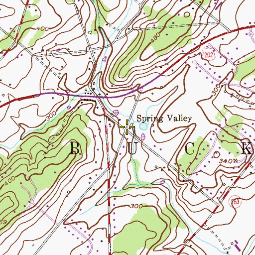 Topographic Map of Spring Valley, PA