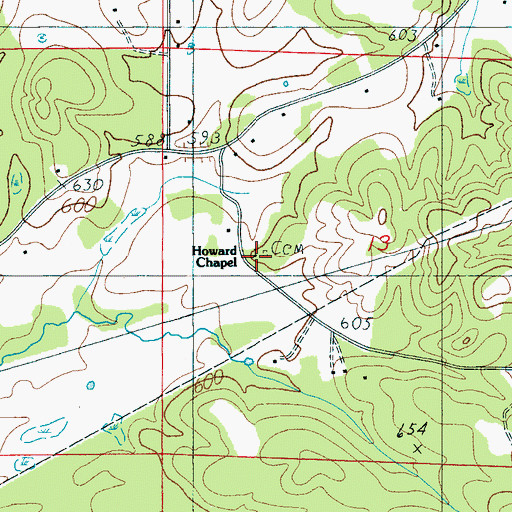 Topographic Map of Howard Chapel, AL