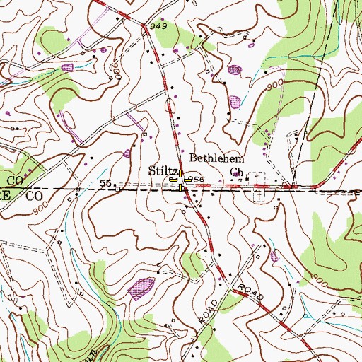 Topographic Map of Stiltz, PA