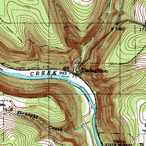 Topographic Map of Tiadaghton, PA
