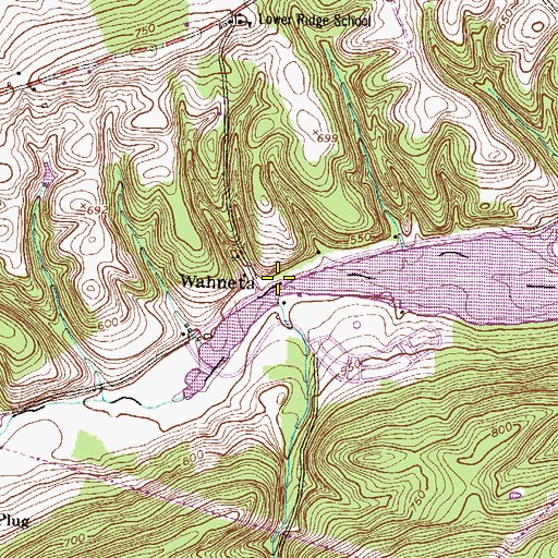Topographic Map of Wahneta, PA