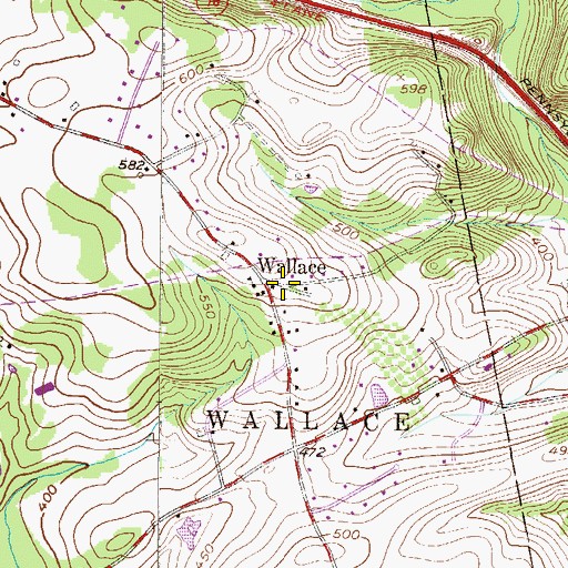 Topographic Map of Wallace, PA