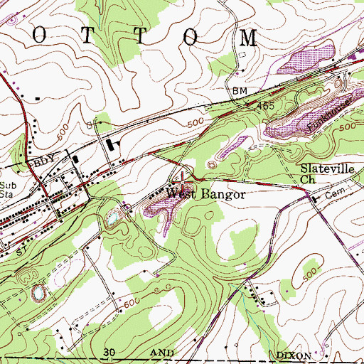 Topographic Map of West Bangor, PA