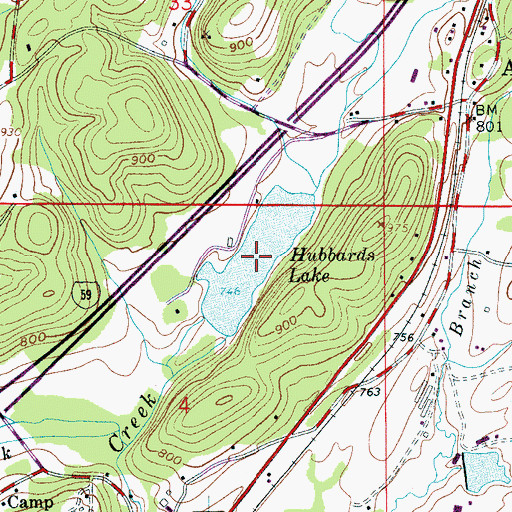 Topographic Map of Hubbards Lake, AL