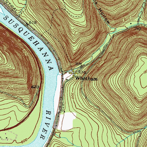 Topographic Map of Whetham, PA