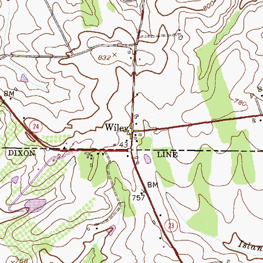 Topographic Map of Wiley, PA