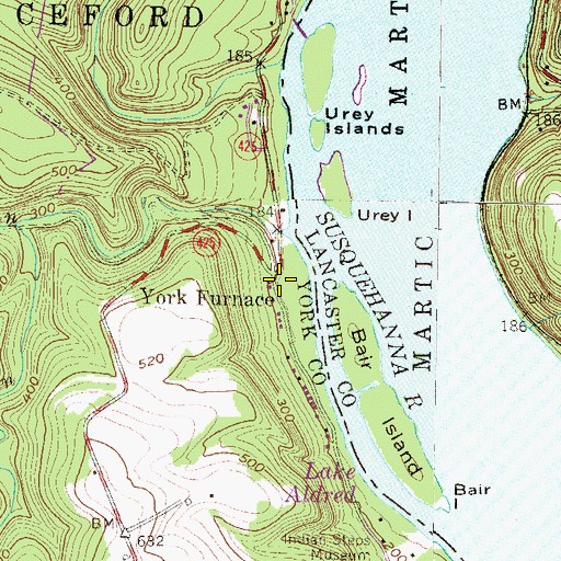 Topographic Map of York Furnace, PA