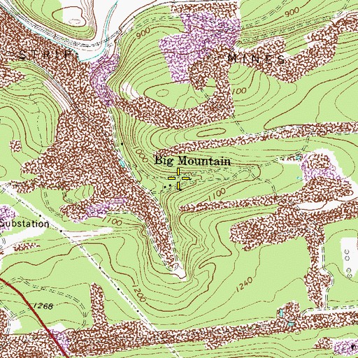 Topographic Map of Big Mountain, PA