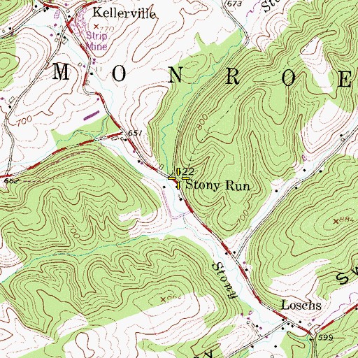 Topographic Map of Stony Run, PA