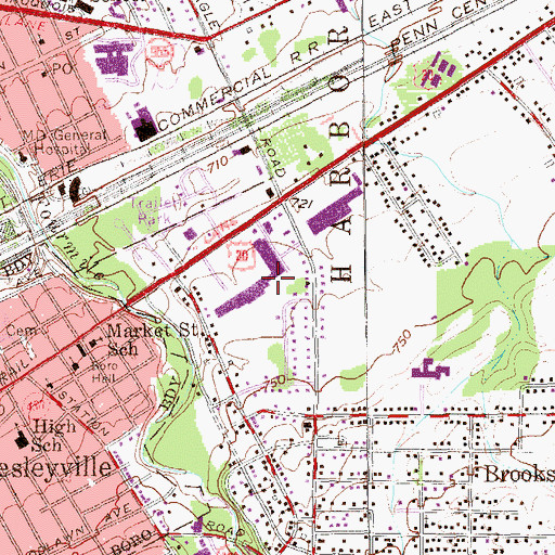 Topographic Map of Eastway Plaza, PA