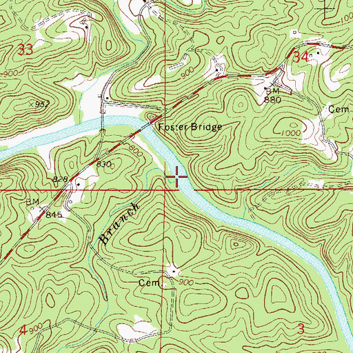 Topographic Map of Hunter Branch, AL