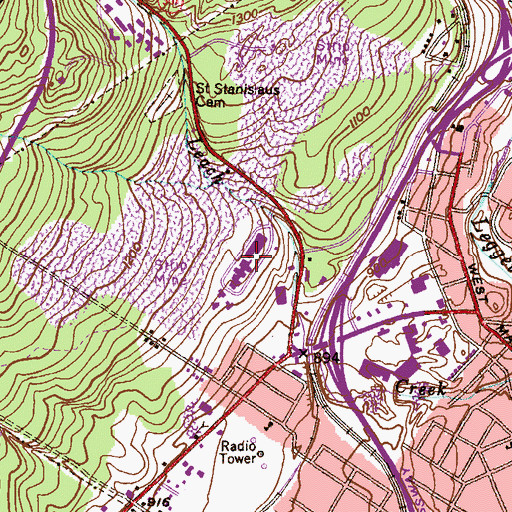 Topographic Map of Allied Services Complex, PA