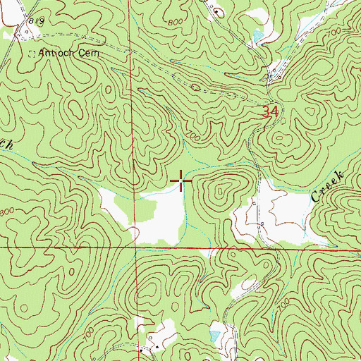 Topographic Map of Hunter Branch, AL