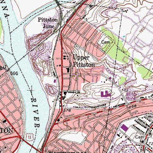 Topographic Map of Bowkley and Morgans Tunnel (historical), PA