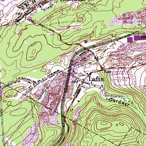 Topographic Map of Laflin Station, PA
