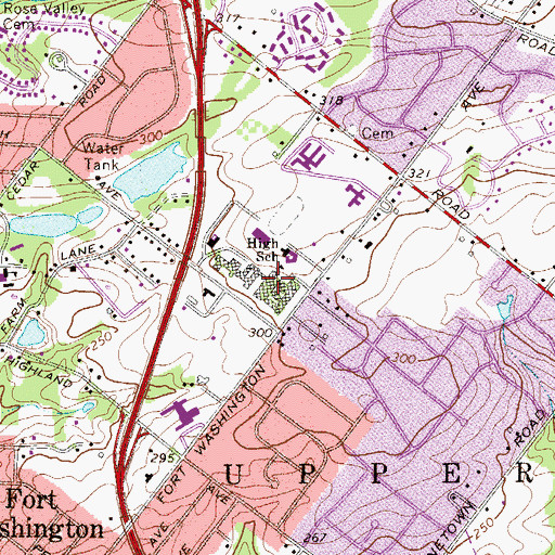Topographic Map of Upper Dublin High School, PA
