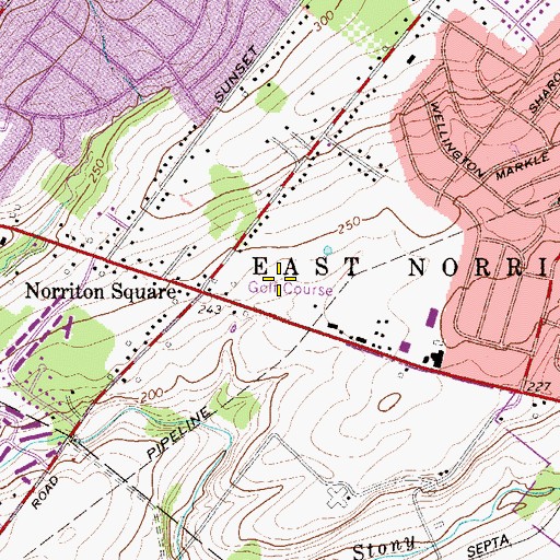 Topographic Map of Woods Golf Course, PA