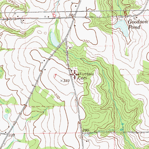 Topographic Map of Hunters Cemetery, AL