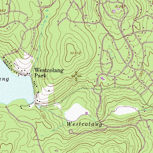 Topographic Map of Masthope Ski Area, PA