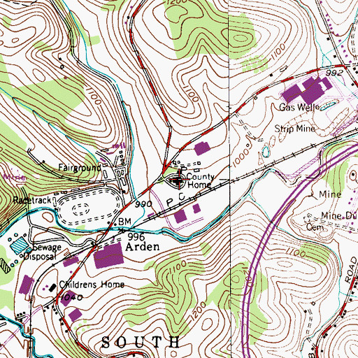 Topographic Map of Washington County Home, PA